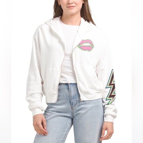 Lauren Moshi LACHELLE NEON LIGHTNING EYE Hoodie - Picture 2 of 9